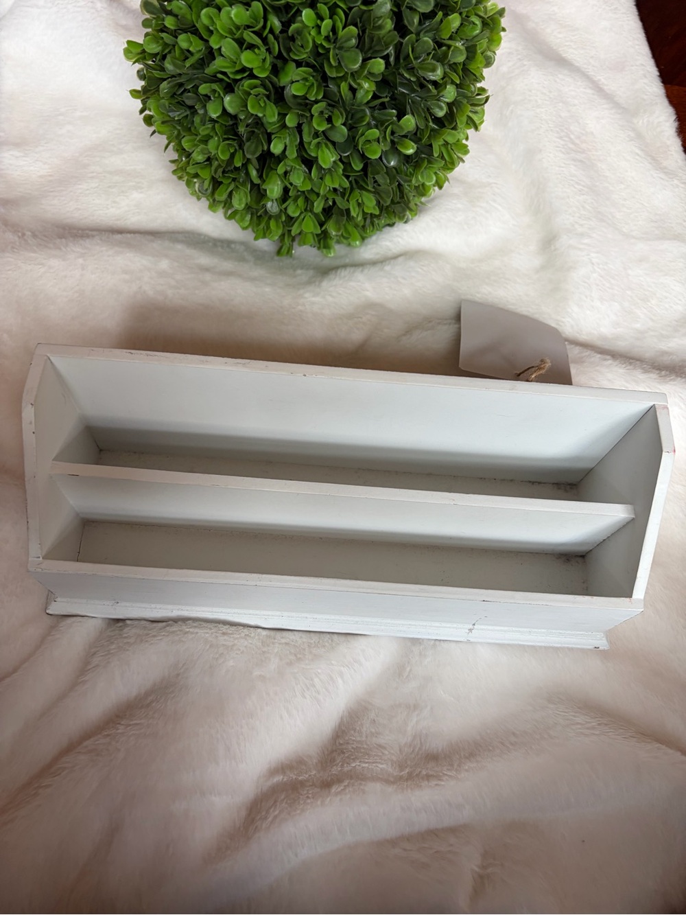 🩵 White Wooden Desk Organizer - Two-Compartment - Picture 6 of 10